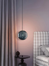 Modern Mouth Blown Glass Globe Pendant Light with Adjustable Metal Stalk for Indoor Ceilings