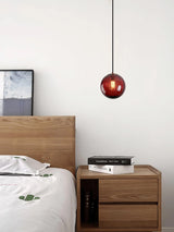 Modern Mouth Blown Glass Globe Pendant Light with Adjustable Metal Stalk for Indoor Ceilings