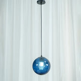 Modern Mouth Blown Glass Globe Pendant Light with Adjustable Metal Stalk for Indoor Ceilings