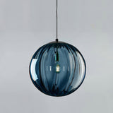 Modern Mouth Blown Glass Globe Pendant Light with Adjustable Metal Stalk for Indoor Ceilings