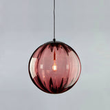 Modern Mouth Blown Glass Globe Pendant Light with Adjustable Metal Stalk for Indoor Ceilings