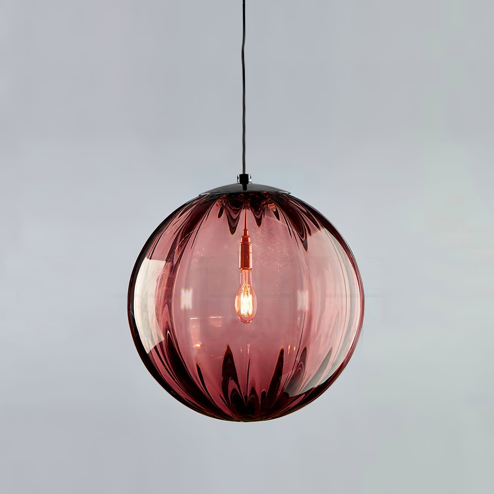 Modern Mouth Blown Glass Globe Pendant Light with Adjustable Metal Stalk for Indoor Ceilings