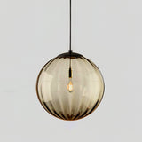 Modern Mouth Blown Glass Globe Pendant Light with Adjustable Metal Stalk for Indoor Ceilings