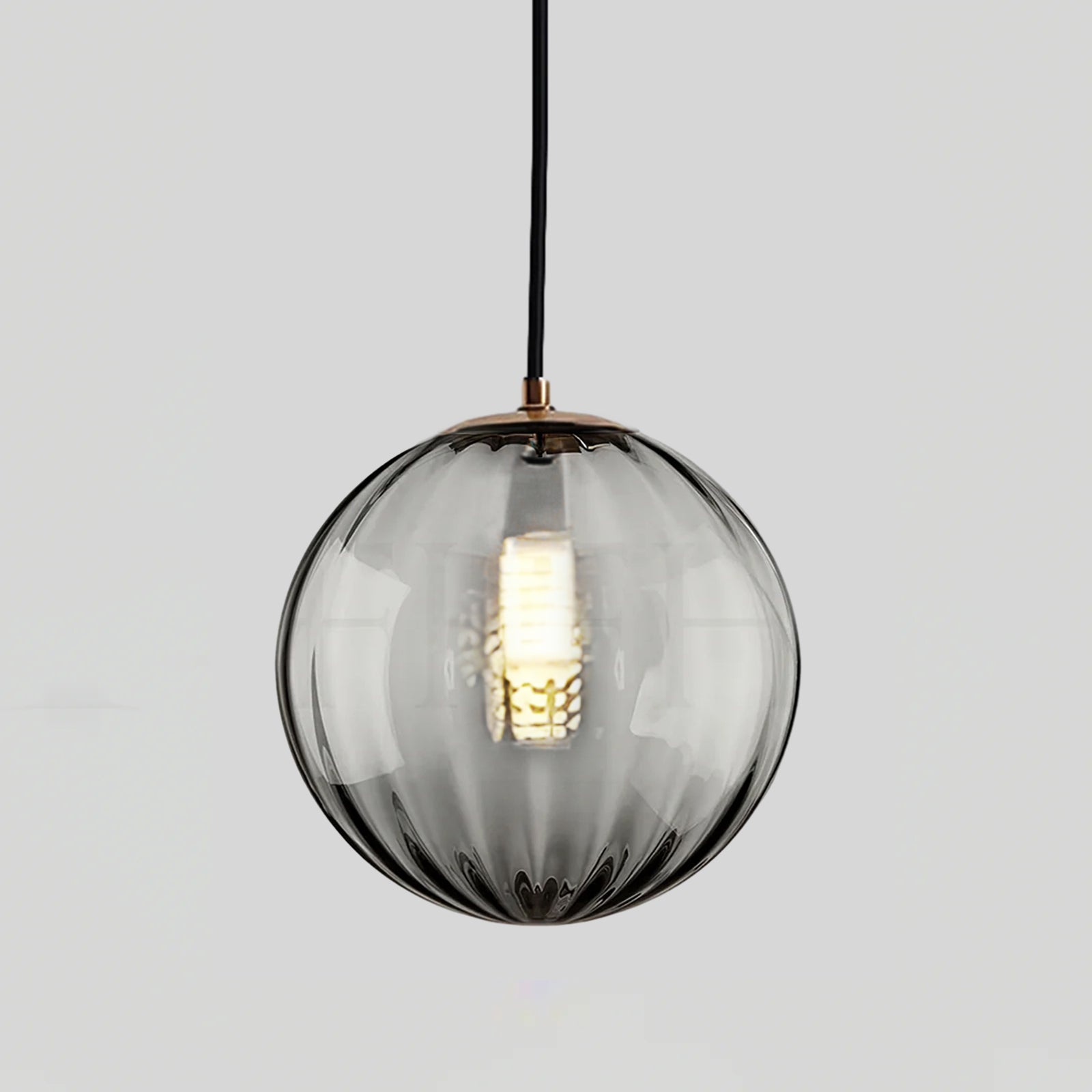 Modern Mouth Blown Glass Globe Pendant Light with Adjustable Metal Stalk for Indoor Ceilings