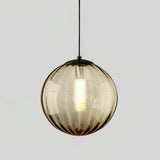 Modern Mouth Blown Glass Globe Pendant Light with Adjustable Metal Stalk for Indoor Ceilings