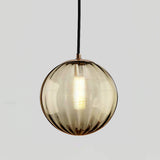 Modern Mouth Blown Glass Globe Pendant Light with Adjustable Metal Stalk for Indoor Ceilings