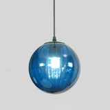 Modern Mouth Blown Glass Globe Pendant Light with Adjustable Metal Stalk for Indoor Ceilings