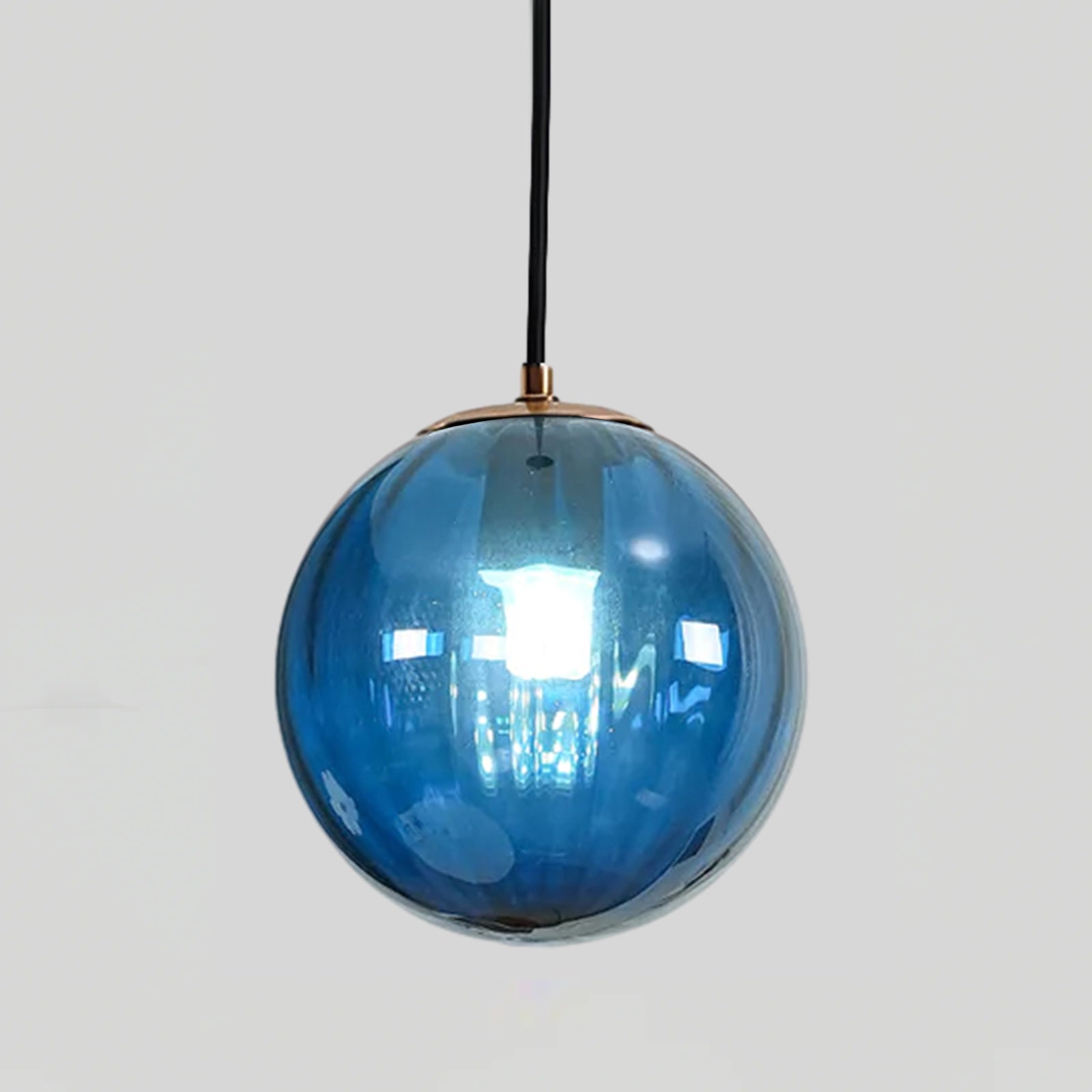 Modern Mouth Blown Glass Globe Pendant Light with Adjustable Metal Stalk for Indoor Ceilings