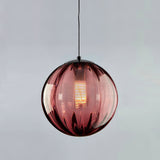 Modern Mouth Blown Glass Globe Pendant Light with Adjustable Metal Stalk for Indoor Ceilings