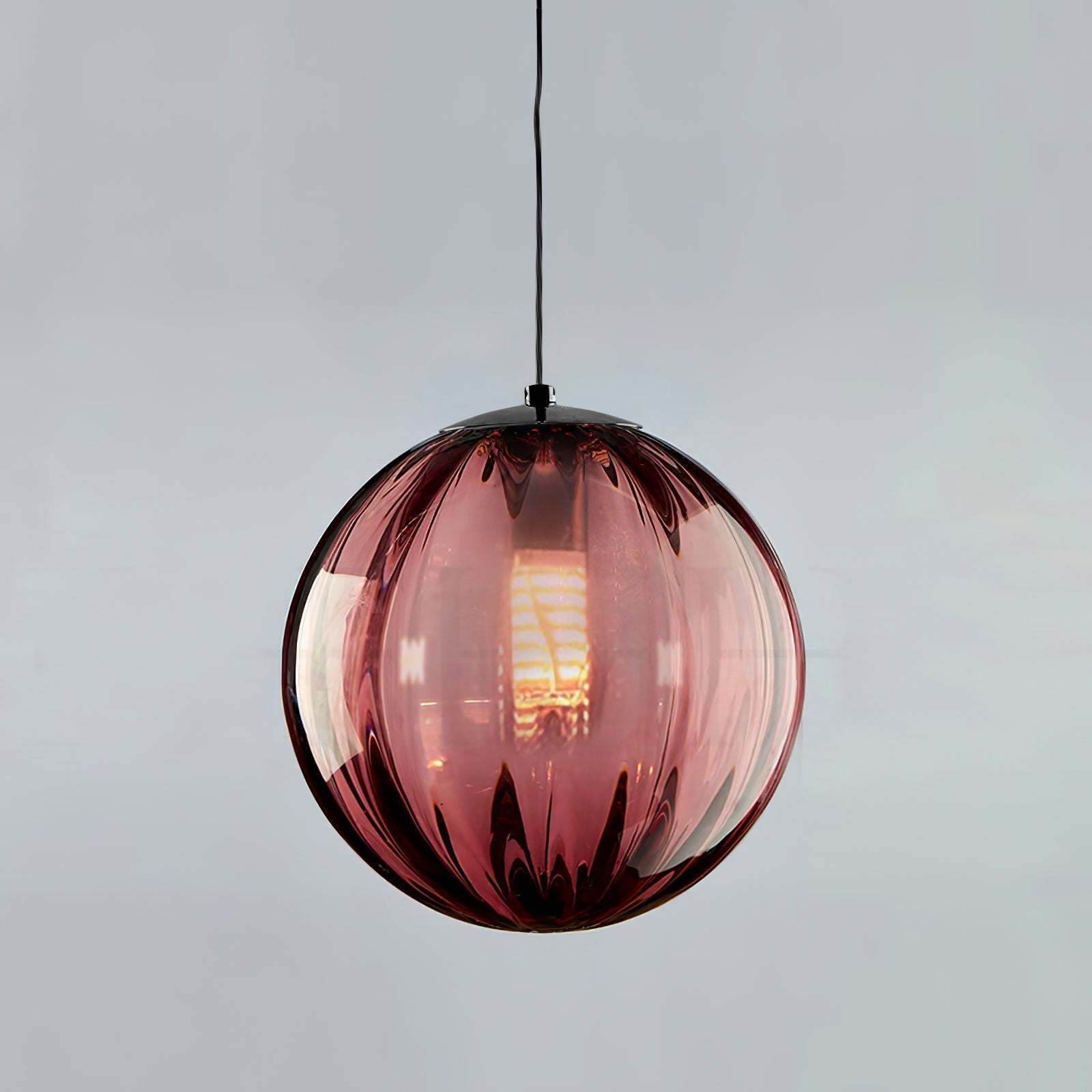 Modern Mouth Blown Glass Globe Pendant Light with Adjustable Metal Stalk for Indoor Ceilings