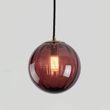 Modern Mouth Blown Glass Globe Pendant Light with Adjustable Metal Stalk for Indoor Ceilings