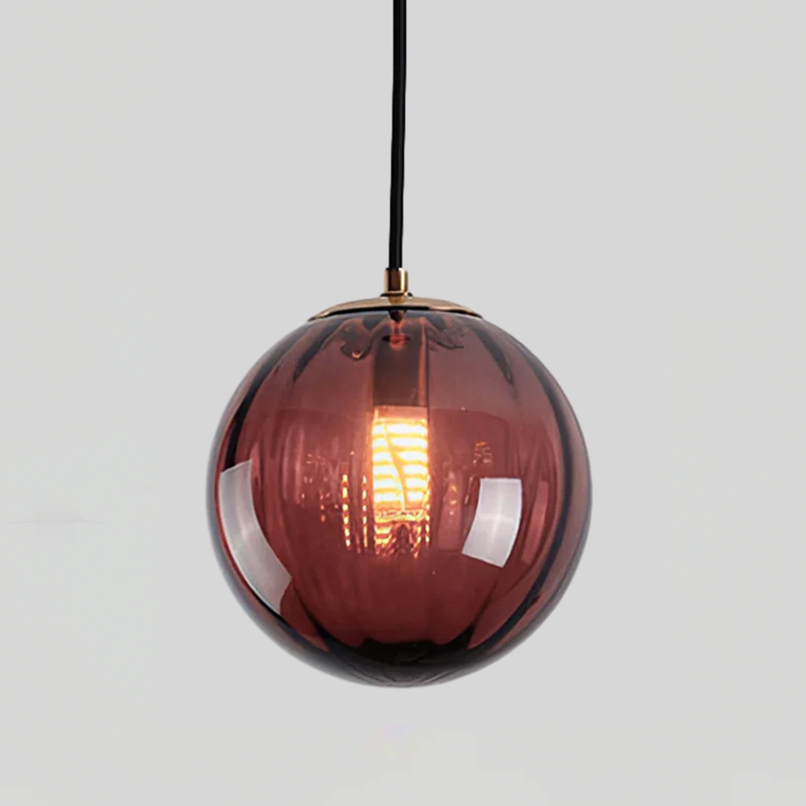 Modern Mouth Blown Glass Globe Pendant Light with Adjustable Metal Stalk for Indoor Ceilings