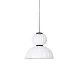 Modern Mulberry Silk Lantern Pendant Light White Fabric Chandelier with Oak Wood Ring