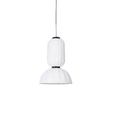 Modern Mulberry Silk Lantern Pendant Light White Fabric Chandelier with Oak Wood Ring