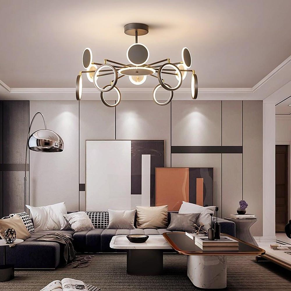 Modern Multi Circle LED Pendant Light Acrylic Aluminum Chandelier for Dining Room and Kitchen