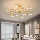 Modern Multi Circle LED Pendant Light Acrylic Aluminum Chandelier for Dining Room and Kitchen