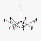 Modern Multi Head LED Pendant Light Adjustable Industrial Black and Red Chandelier