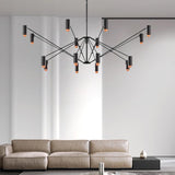 Modern Multi Head LED Pendant Light Adjustable Industrial Black and Red Chandelier