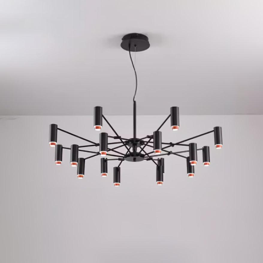 Modern Multi Head LED Pendant Light Adjustable Industrial Black and Red Chandelier