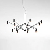Modern Multi Head LED Pendant Light Adjustable Industrial Black and Red Chandelier