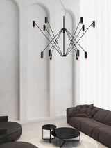 Modern Multi Head LED Pendant Light Adjustable Industrial Black and Red Chandelier