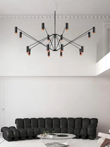 Modern Multi Head LED Pendant Light Adjustable Industrial Black and Red Chandelier