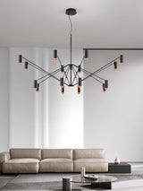 Modern Multi Head LED Pendant Light Adjustable Industrial Black and Red Chandelier