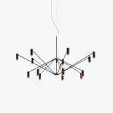 Modern Multi Head LED Pendant Light Adjustable Industrial Black and Red Chandelier
