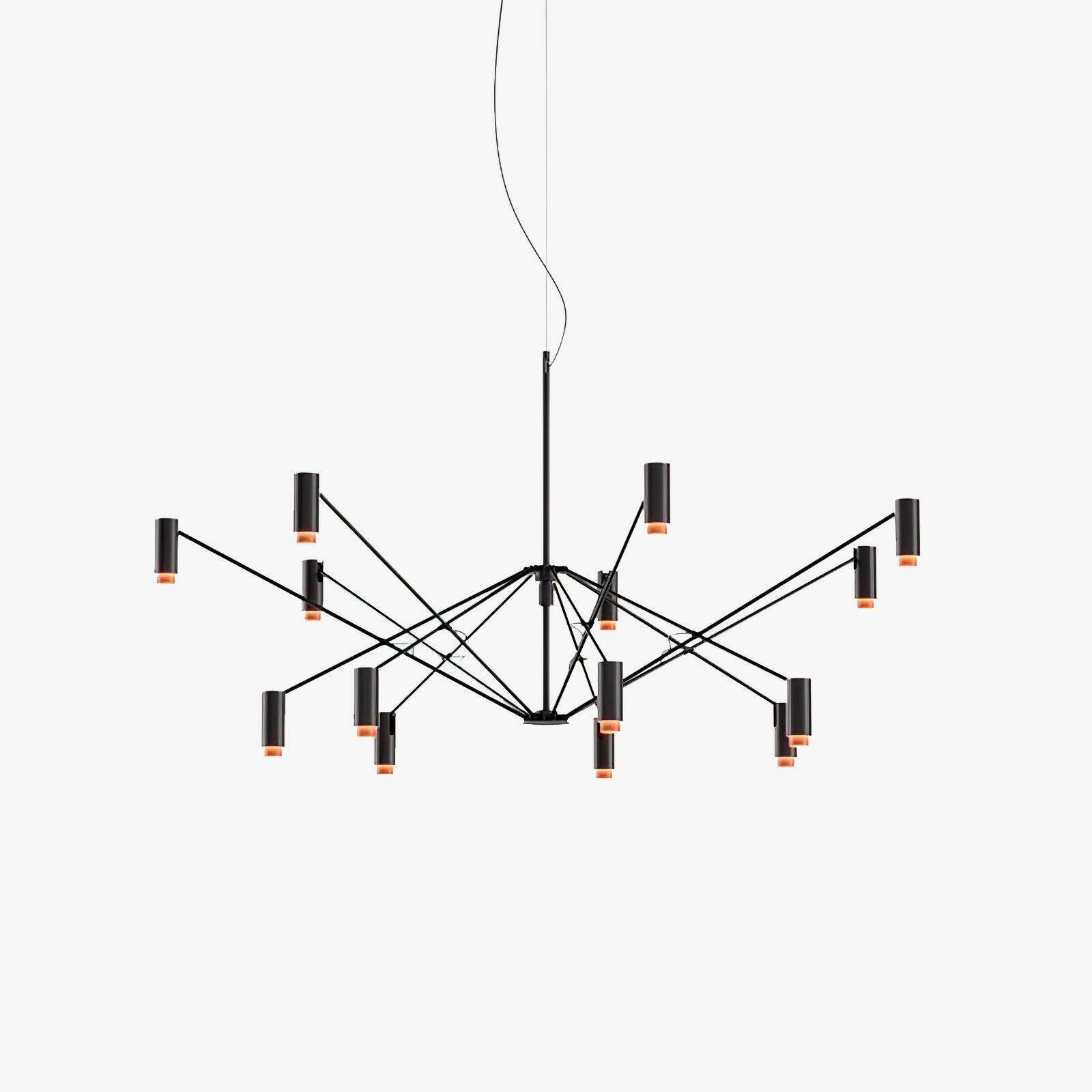Modern Multi Head LED Pendant Light Adjustable Industrial Black and Red Chandelier