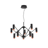 Modern Multi Head LED Pendant Light Adjustable Industrial Black and Red Chandelier