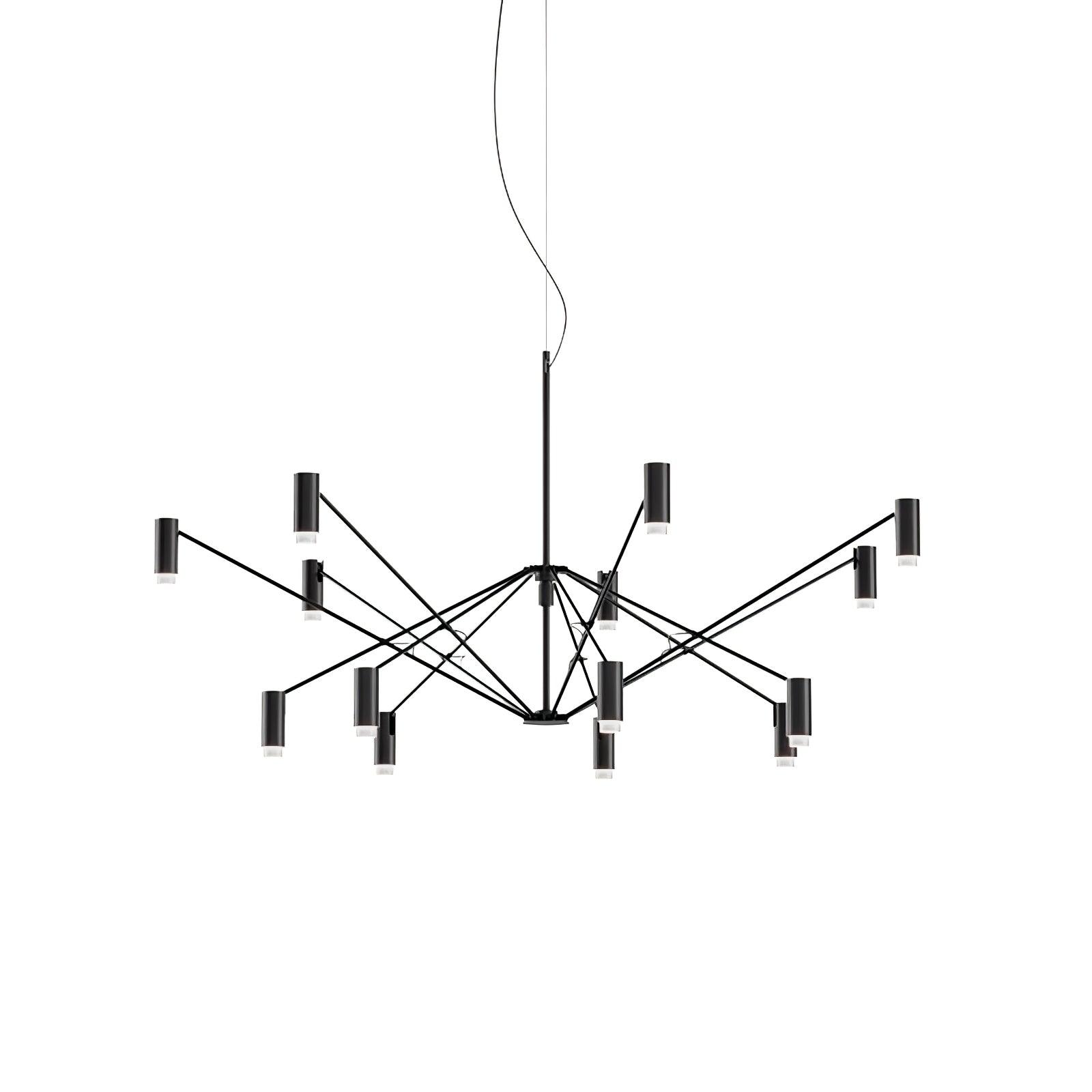 Modern Multi Head LED Pendant Light Adjustable Industrial Black and Red Chandelier