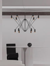 Modern Multi Head LED Pendant Light Adjustable Industrial Black and Red Chandelier