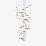 Modern Multi Head Moonlight Whispers Glass LED Chandelier for High Ceiling Interiors