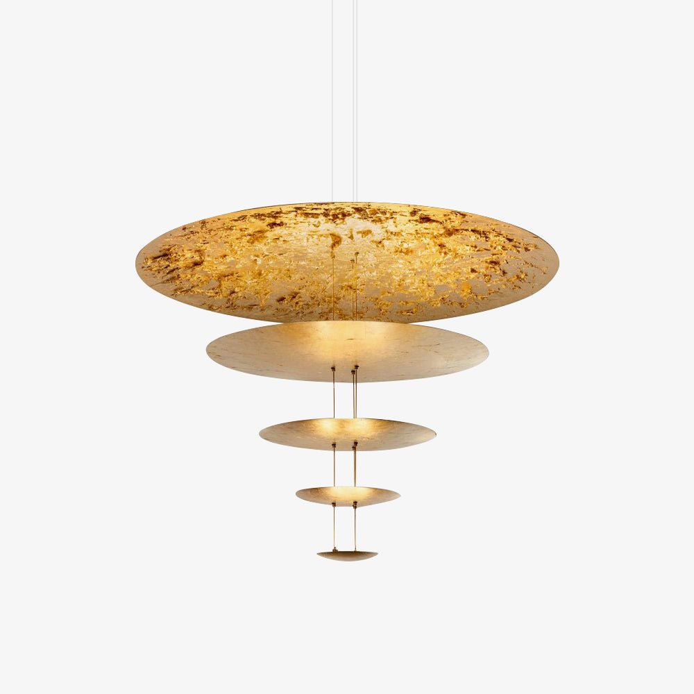 Modern Multi Layered LED Chandelier with Gold Foil Finish for Luxury Interior Lighting