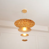 Modern Multi Layered LED Chandelier with Gold Foil Finish for Luxury Interior Lighting