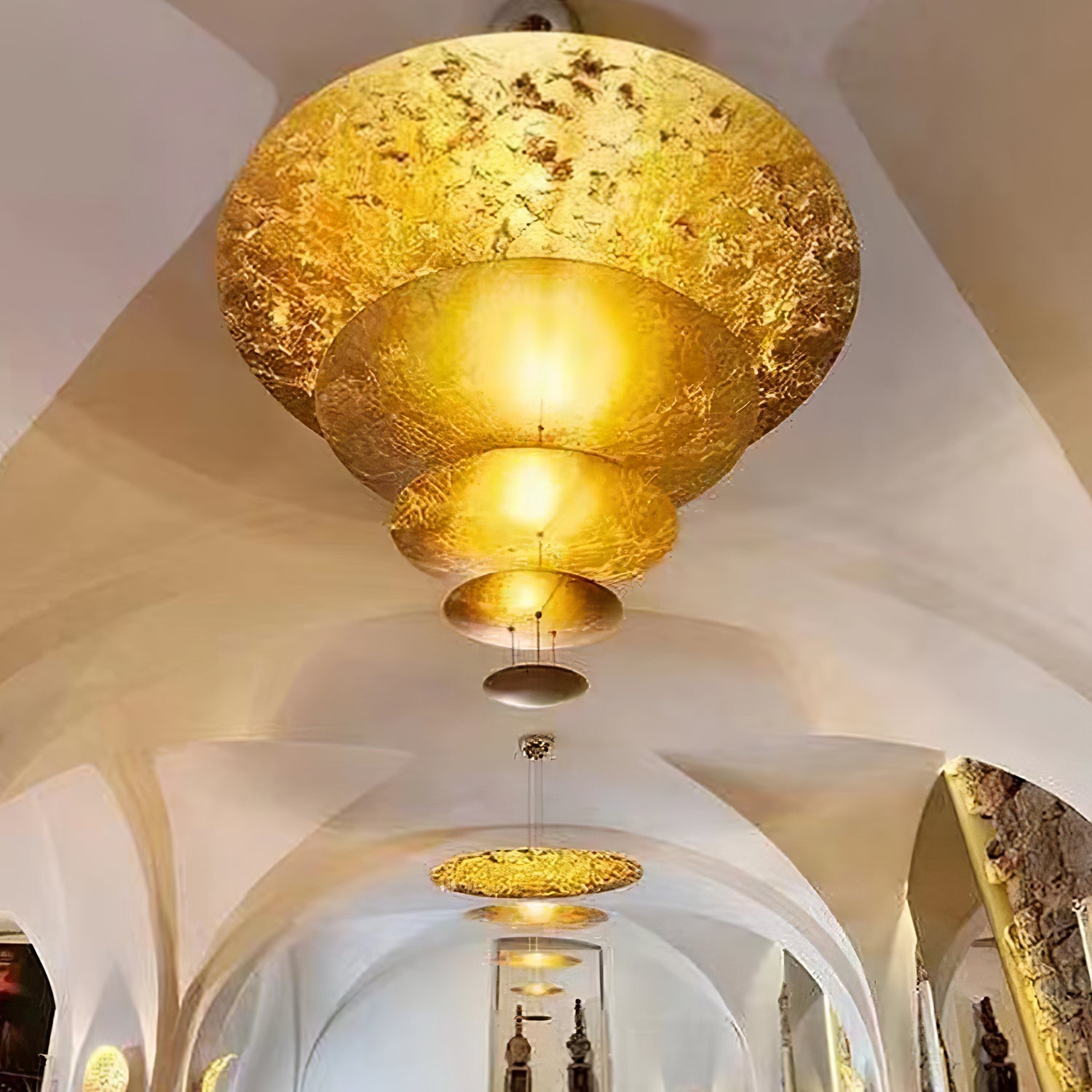 Modern Multi Layered LED Chandelier with Gold Foil Finish for Luxury Interior Lighting