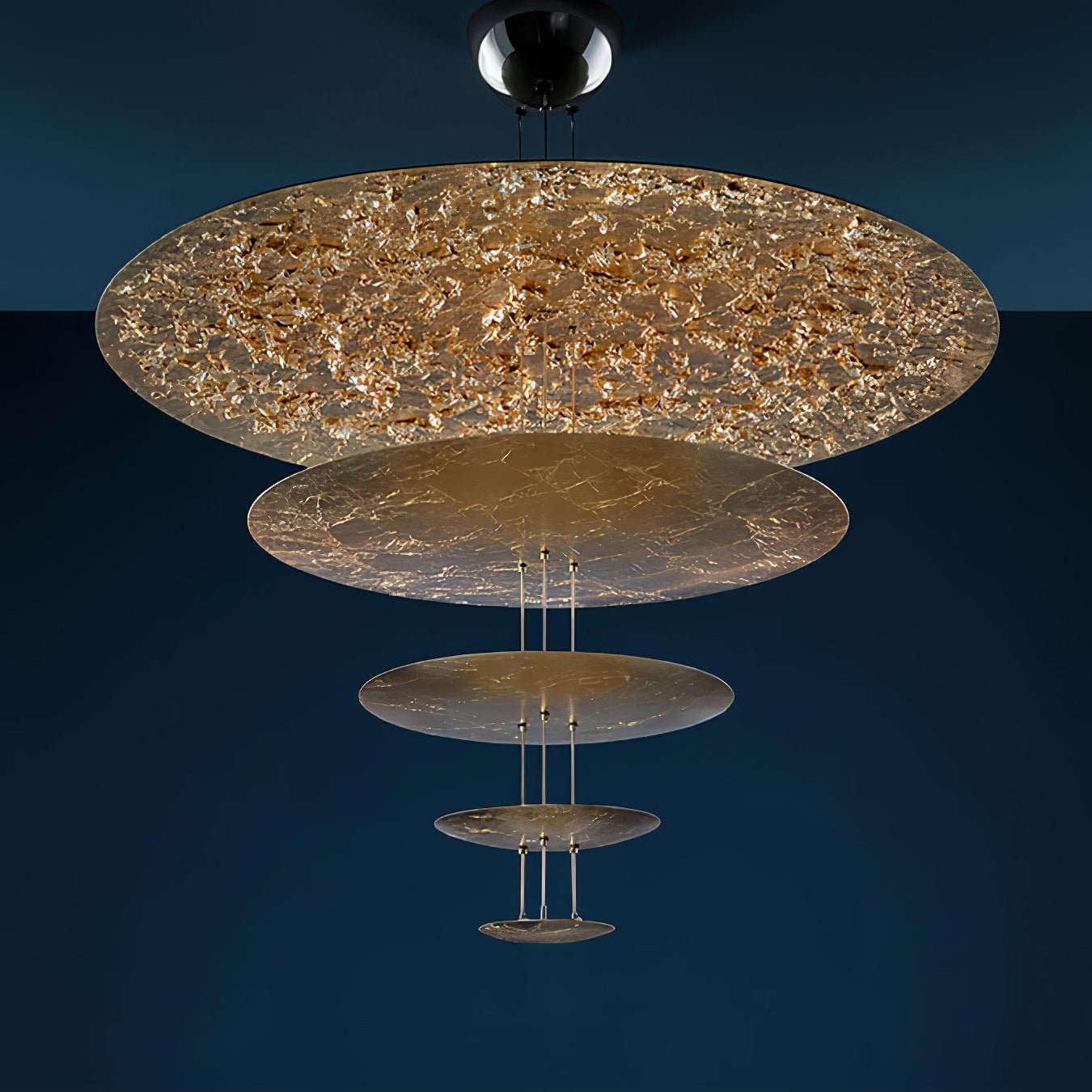 Modern Multi Layered LED Chandelier with Gold Foil Finish for Luxury Interior Lighting
