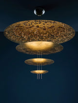Modern Multi Layered LED Chandelier with Gold Foil Finish for Luxury Interior Lighting