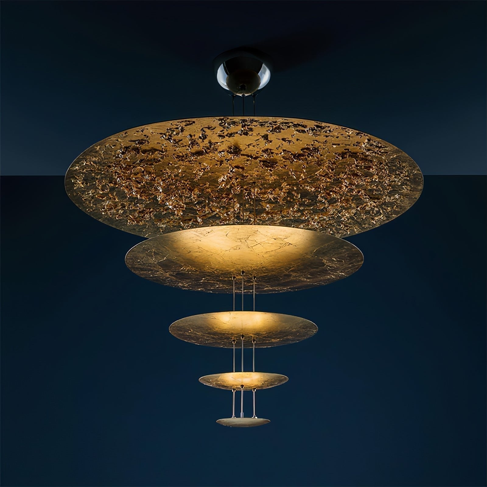 Modern Multi Layered LED Chandelier with Gold Foil Finish for Luxury Interior Lighting