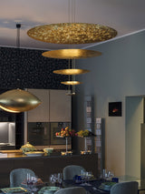 Modern Multi Layered LED Chandelier with Gold Foil Finish for Luxury Interior Lighting