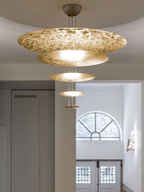 Modern Multi Layered LED Chandelier with Gold Foil Finish for Luxury Interior Lighting