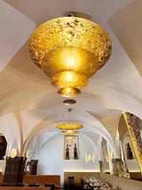 Modern Multi Layered LED Chandelier with Gold Foil Finish for Luxury Interior Lighting