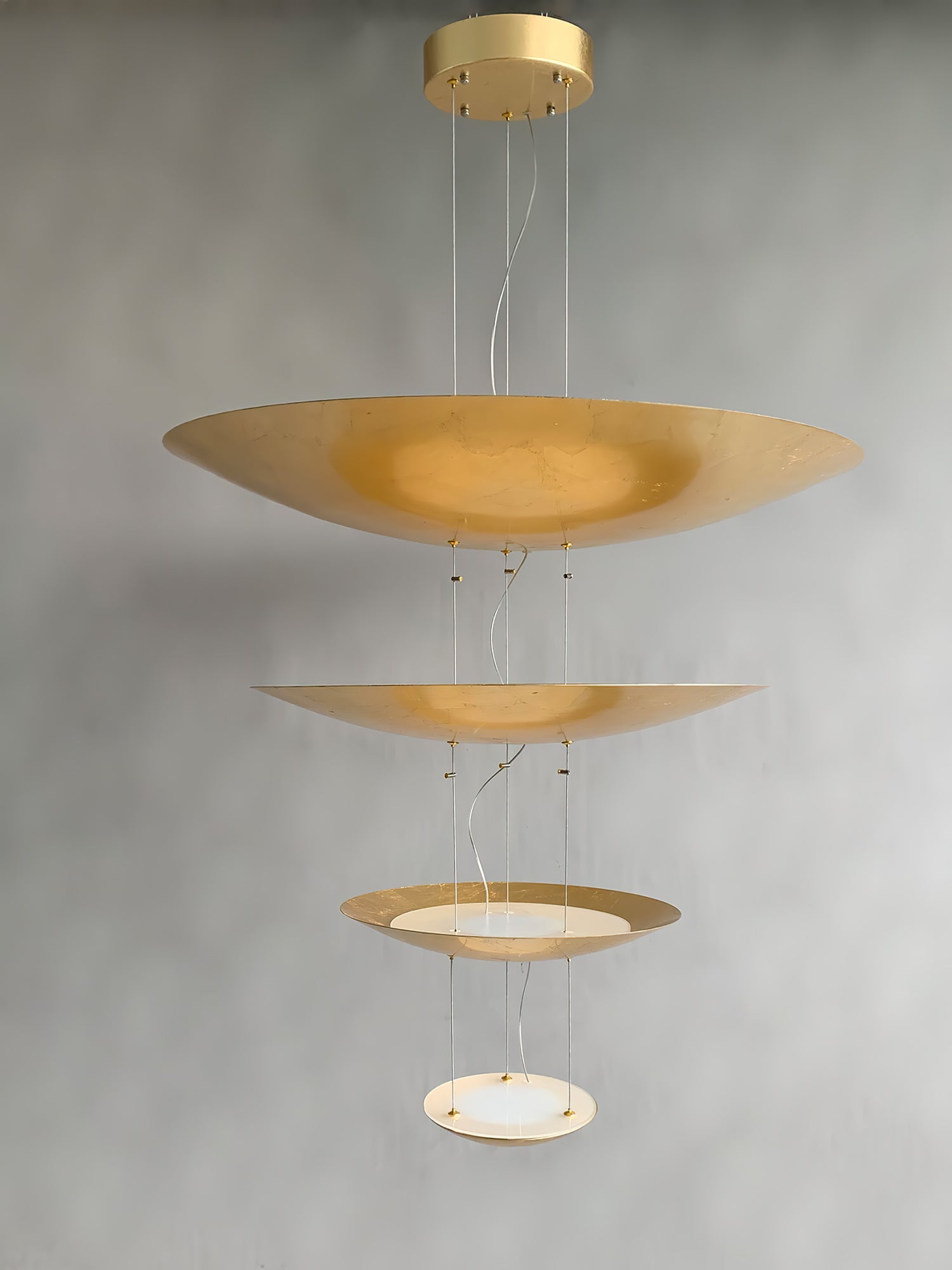 Modern Multi Layered LED Chandelier with Gold Foil Finish for Luxury Interior Lighting