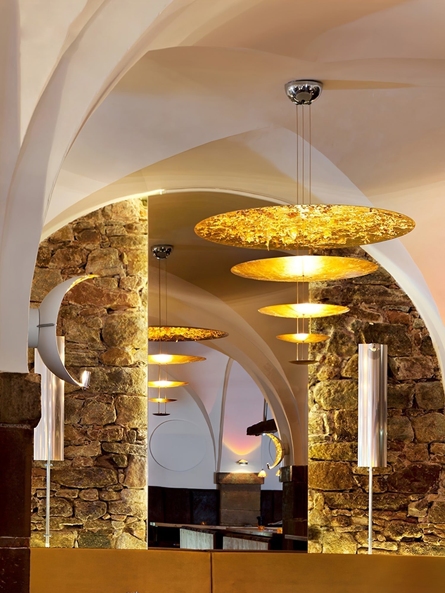 Modern Multi Layered LED Chandelier with Gold Foil Finish for Luxury Interior Lighting