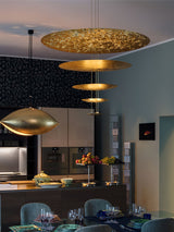 Modern Multi Layered LED Chandelier with Gold Foil Finish for Luxury Interior Lighting