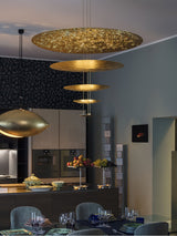 Modern Multi Layered LED Chandelier with Gold Foil Finish for Luxury Interior Lighting