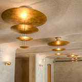 Modern Multi Layered LED Chandelier with Gold Foil Finish for Luxury Interior Lighting
