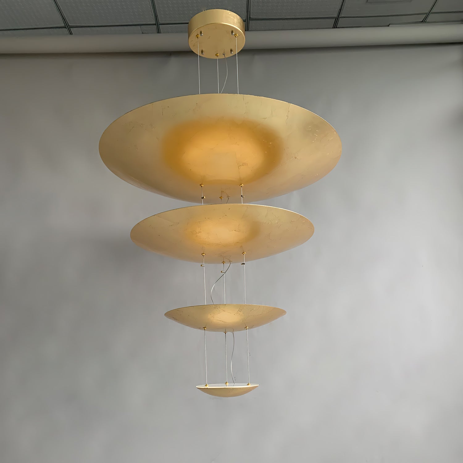 Modern Multi Layered LED Chandelier with Gold Foil Finish for Luxury Interior Lighting