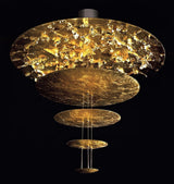 Modern Multi Layered LED Chandelier with Gold Foil Finish for Luxury Interior Lighting