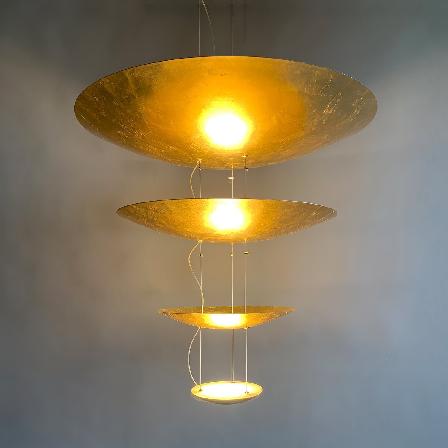 Modern Multi Layered LED Chandelier with Gold Foil Finish for Luxury Interior Lighting